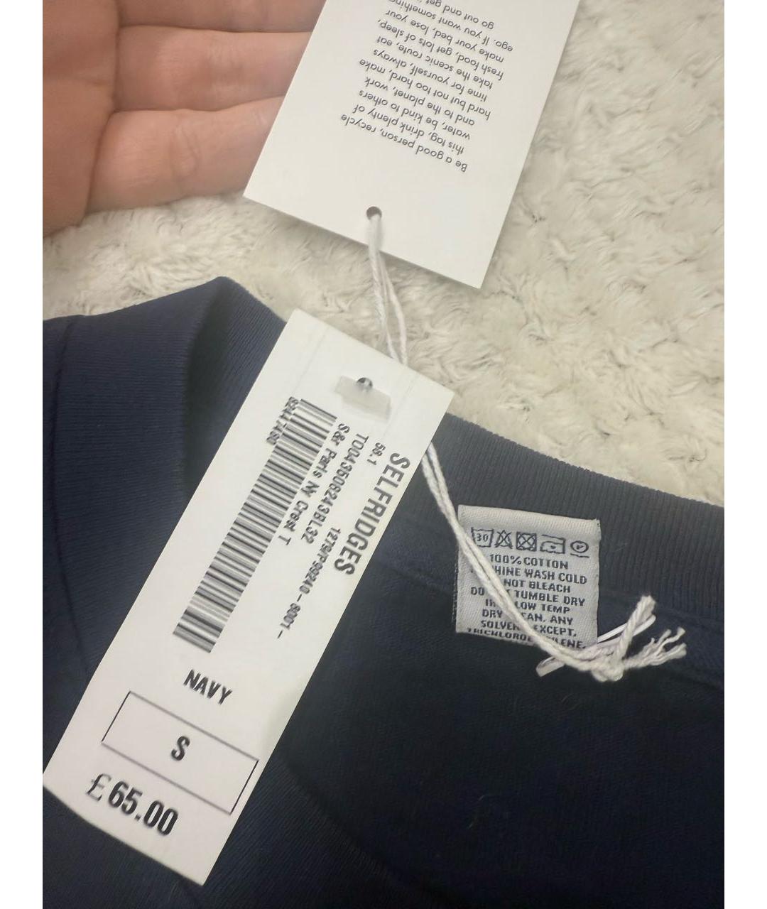 SPORTY AND RICH Темно-синяя хлопковая футболка, фото 6