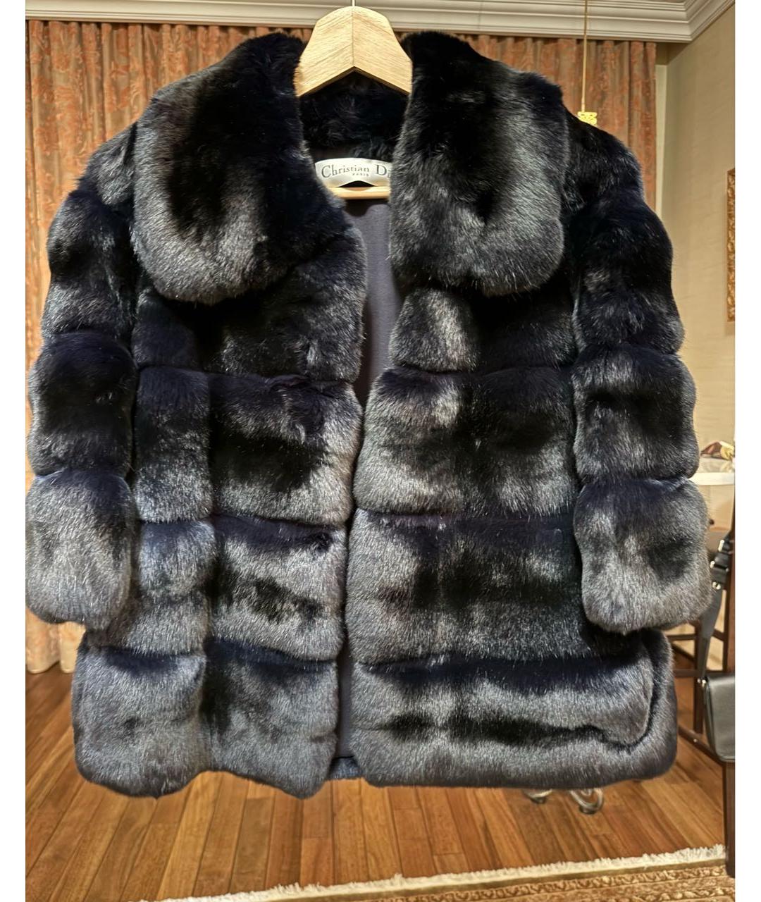 CHRISTIAN DIOR Темно-синяя меховая шуба, фото 7