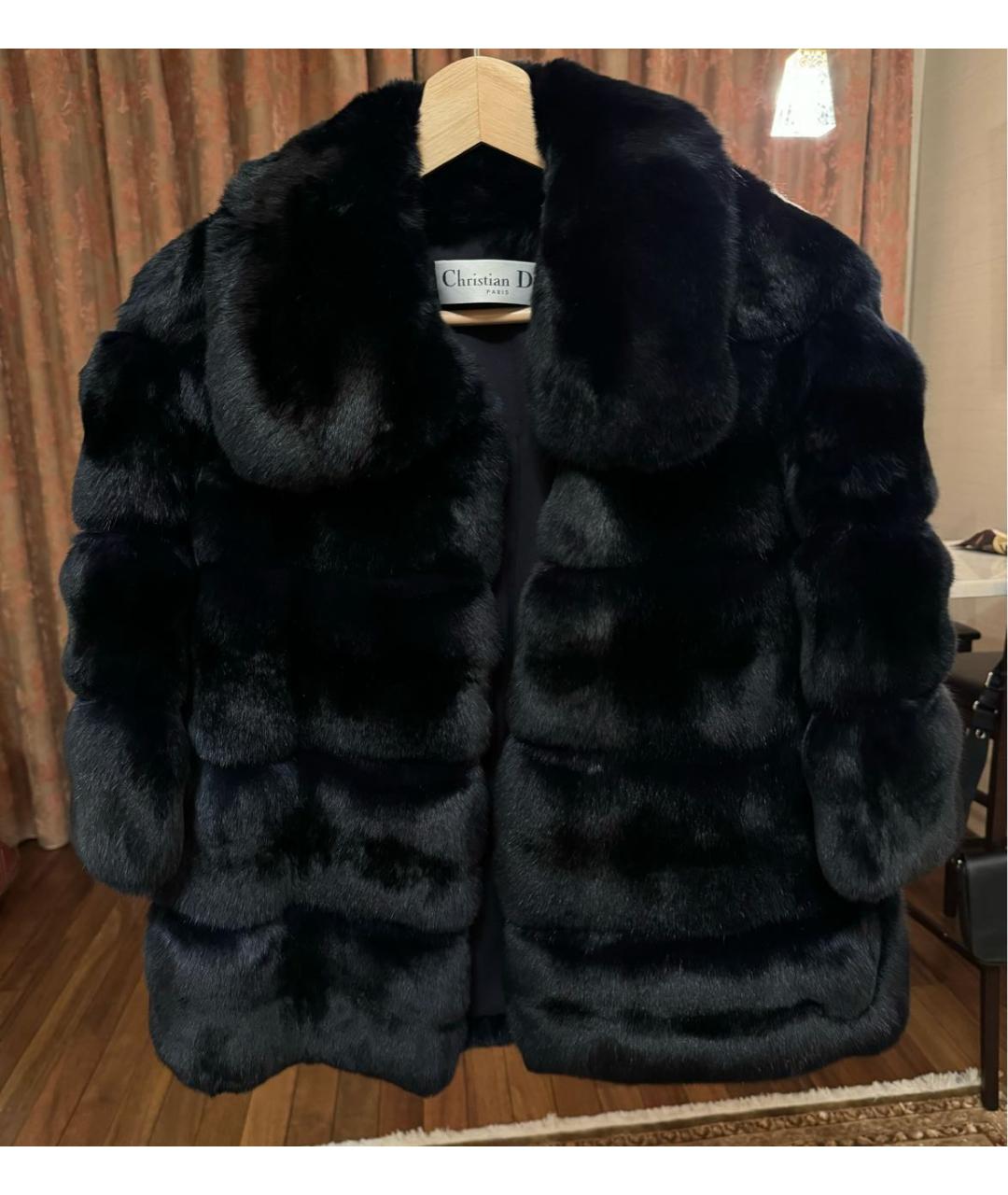 CHRISTIAN DIOR Темно-синяя меховая шуба, фото 6