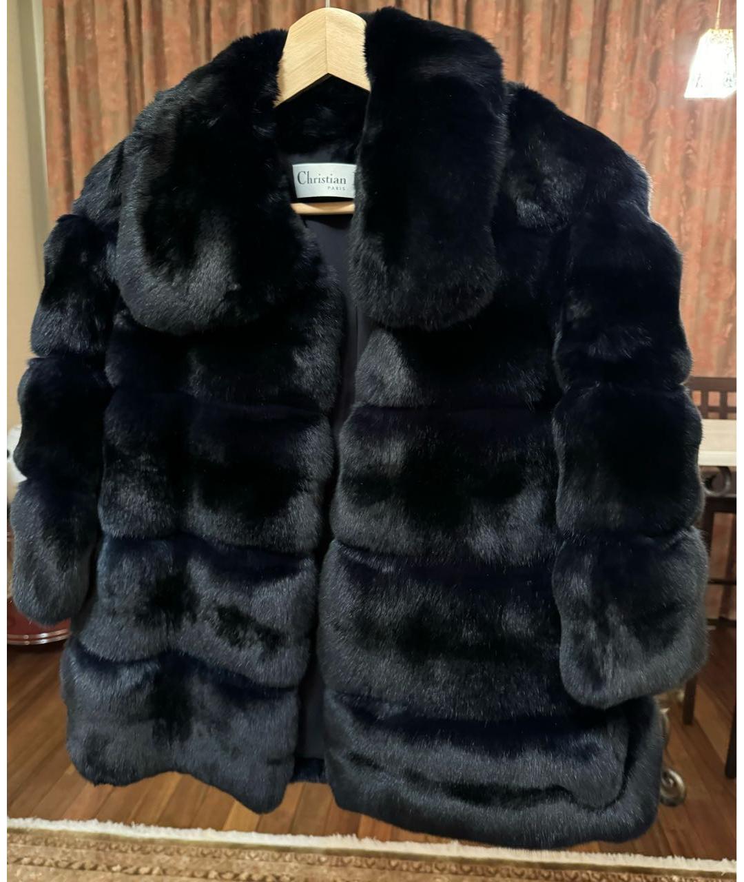 CHRISTIAN DIOR Темно-синяя меховая шуба, фото 4