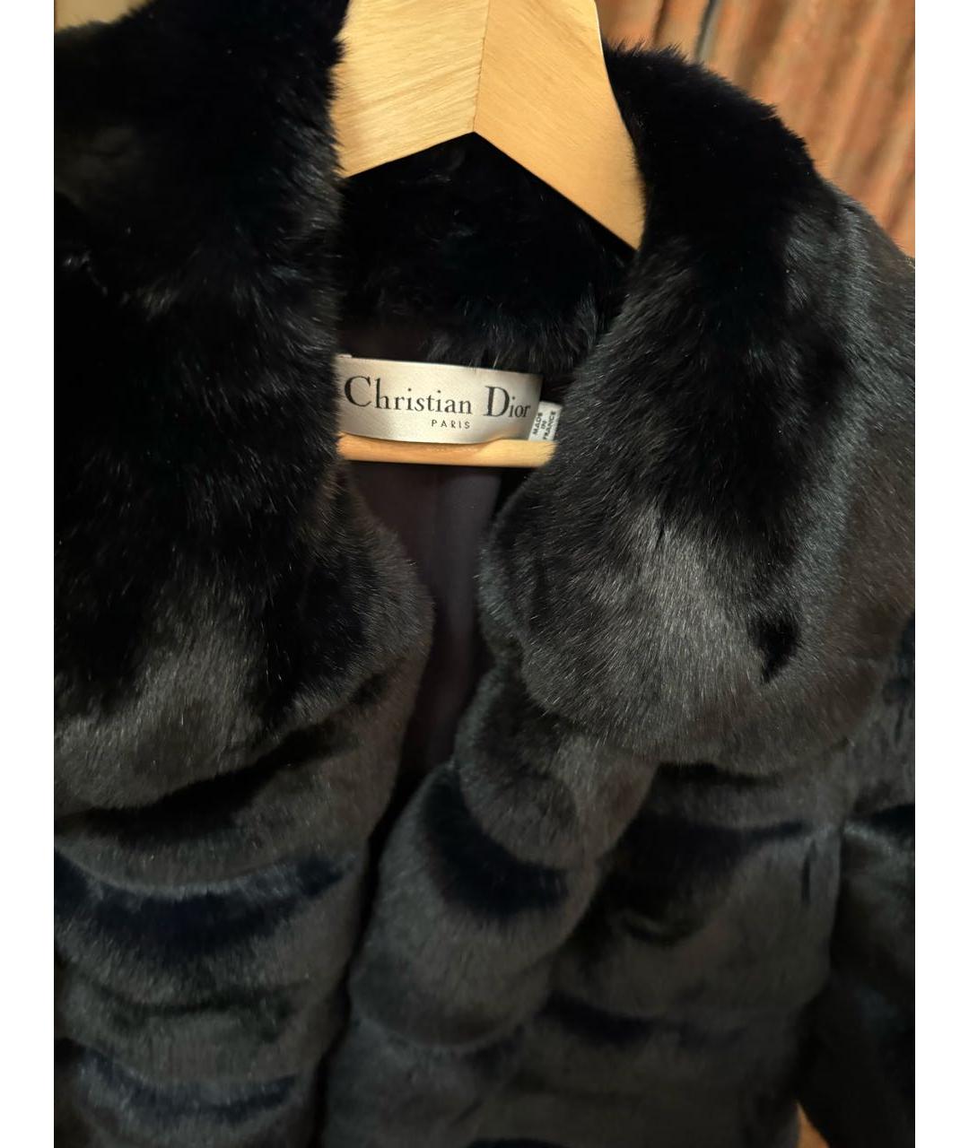CHRISTIAN DIOR Темно-синяя меховая шуба, фото 3