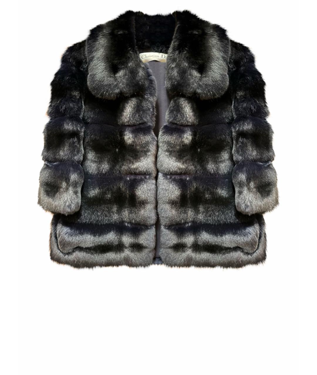 CHRISTIAN DIOR Темно-синяя меховая шуба, фото 1
