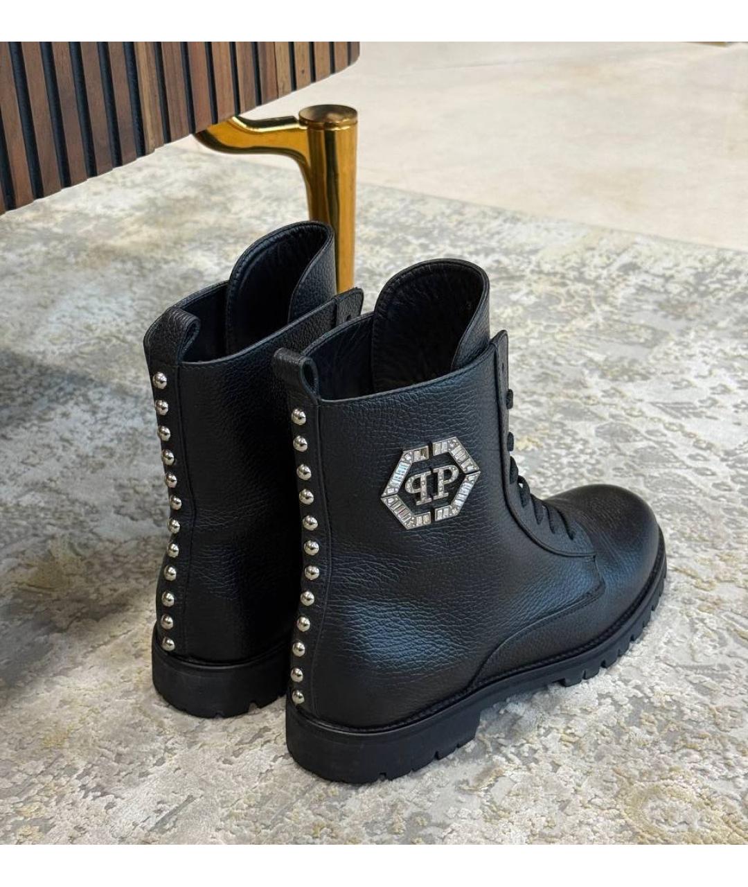 PHILIPP PLEIN Черные кожаные ботинки, фото 2