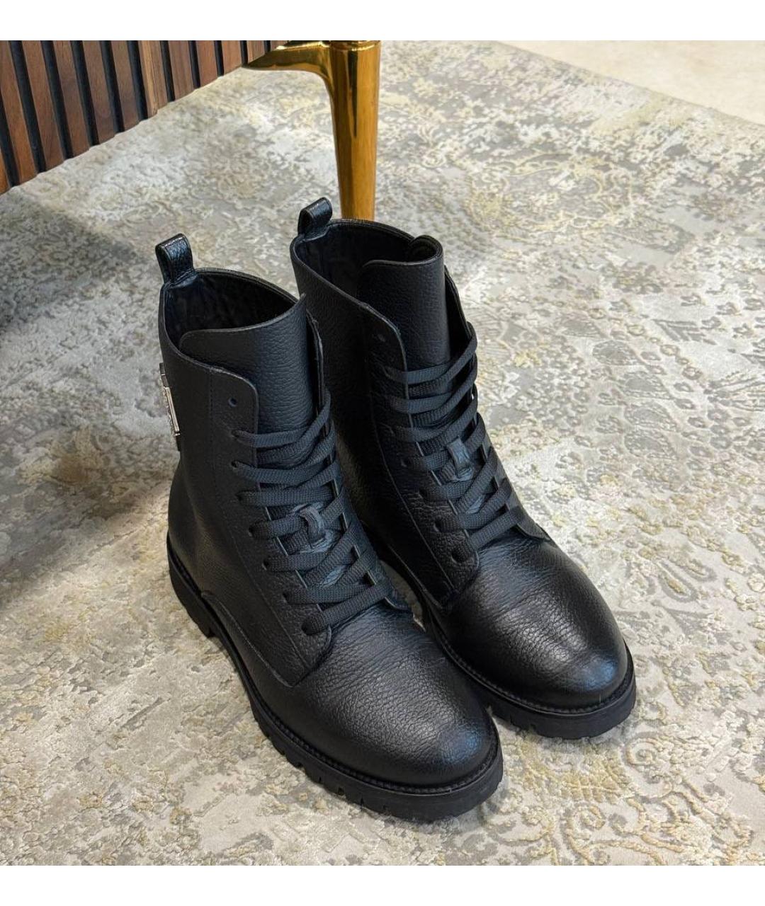 PHILIPP PLEIN Черные кожаные ботинки, фото 3