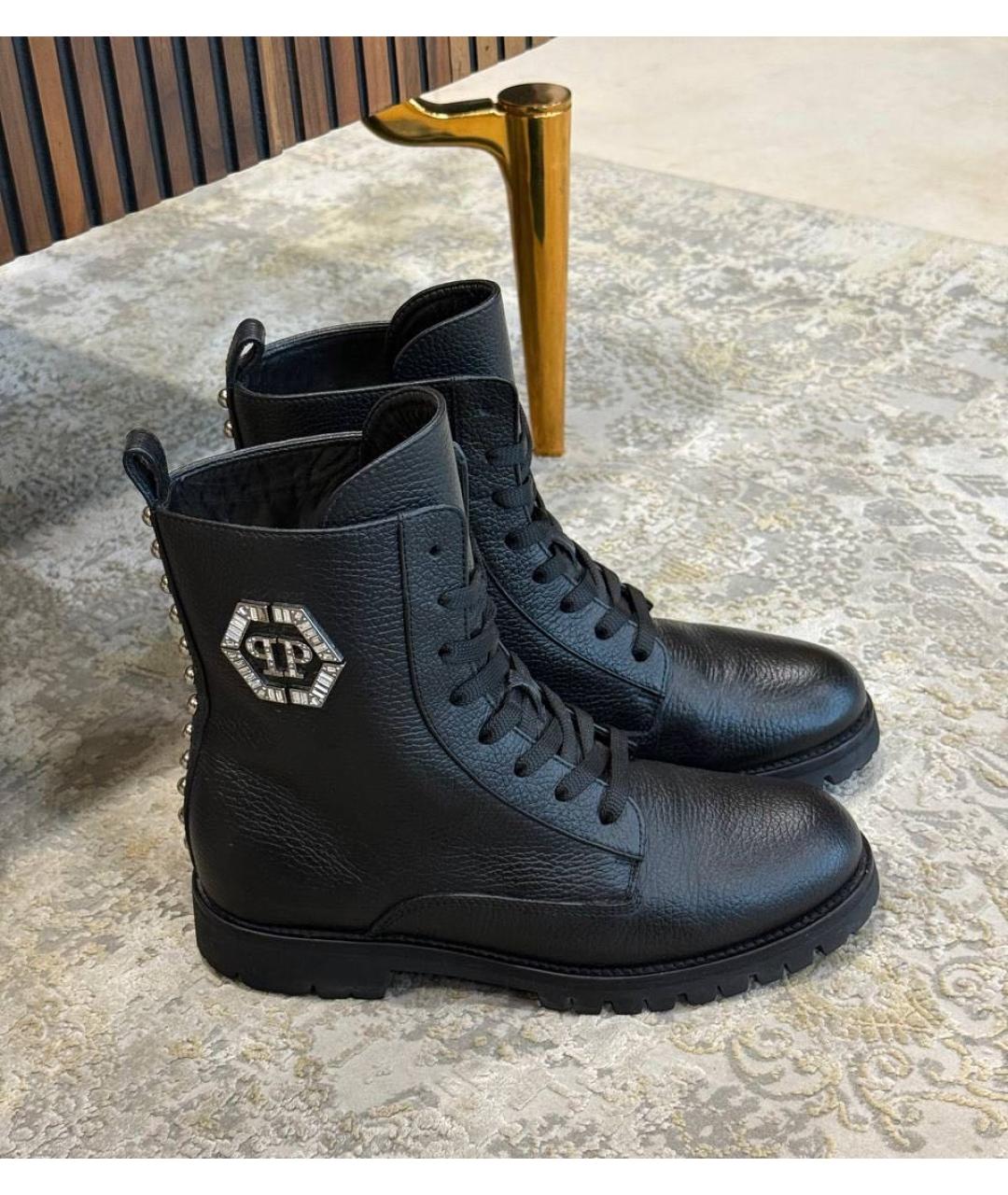 PHILIPP PLEIN Черные кожаные ботинки, фото 4