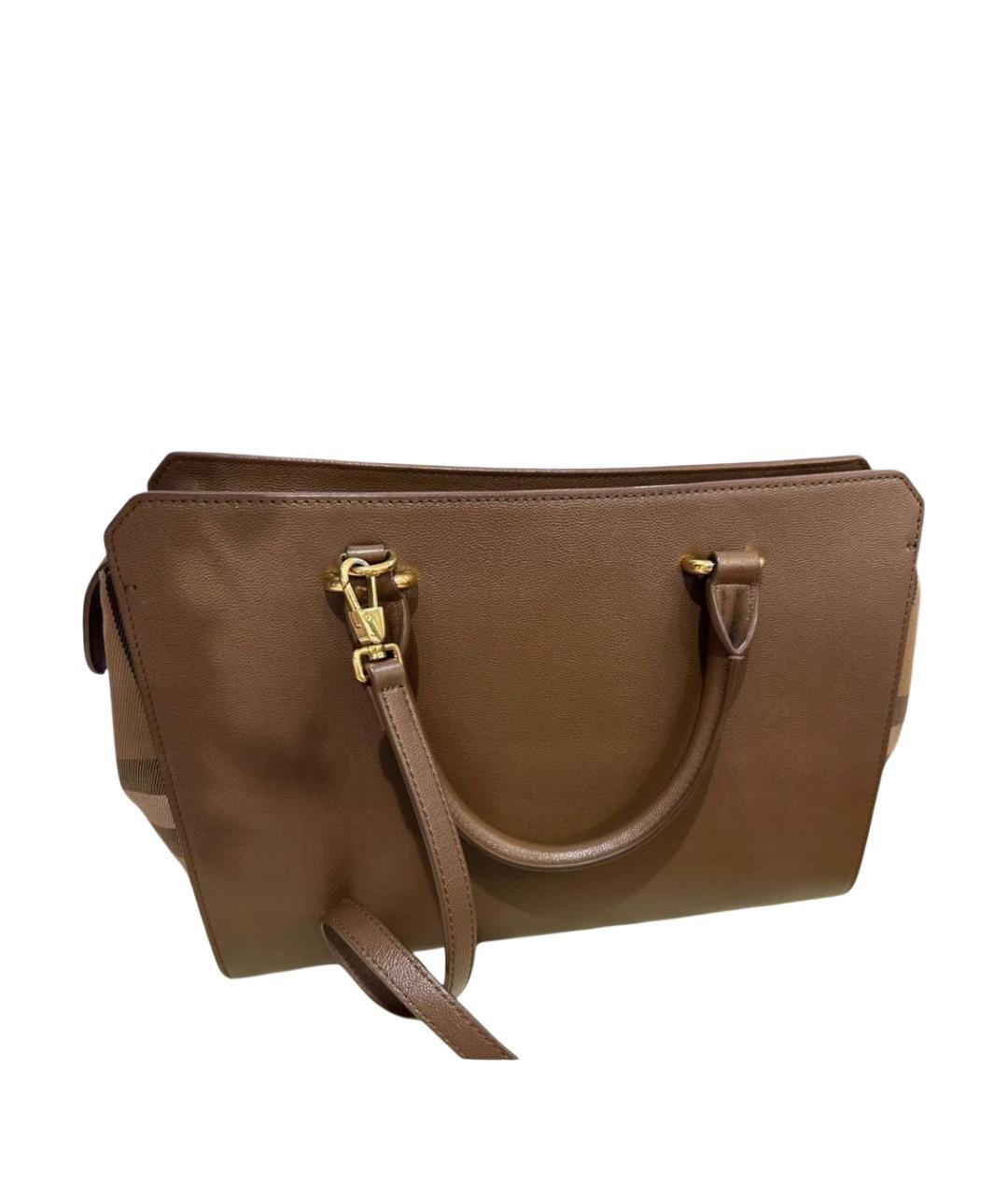 BURBERRY Бежевая кожаная сумка с короткими ручками, фото 1