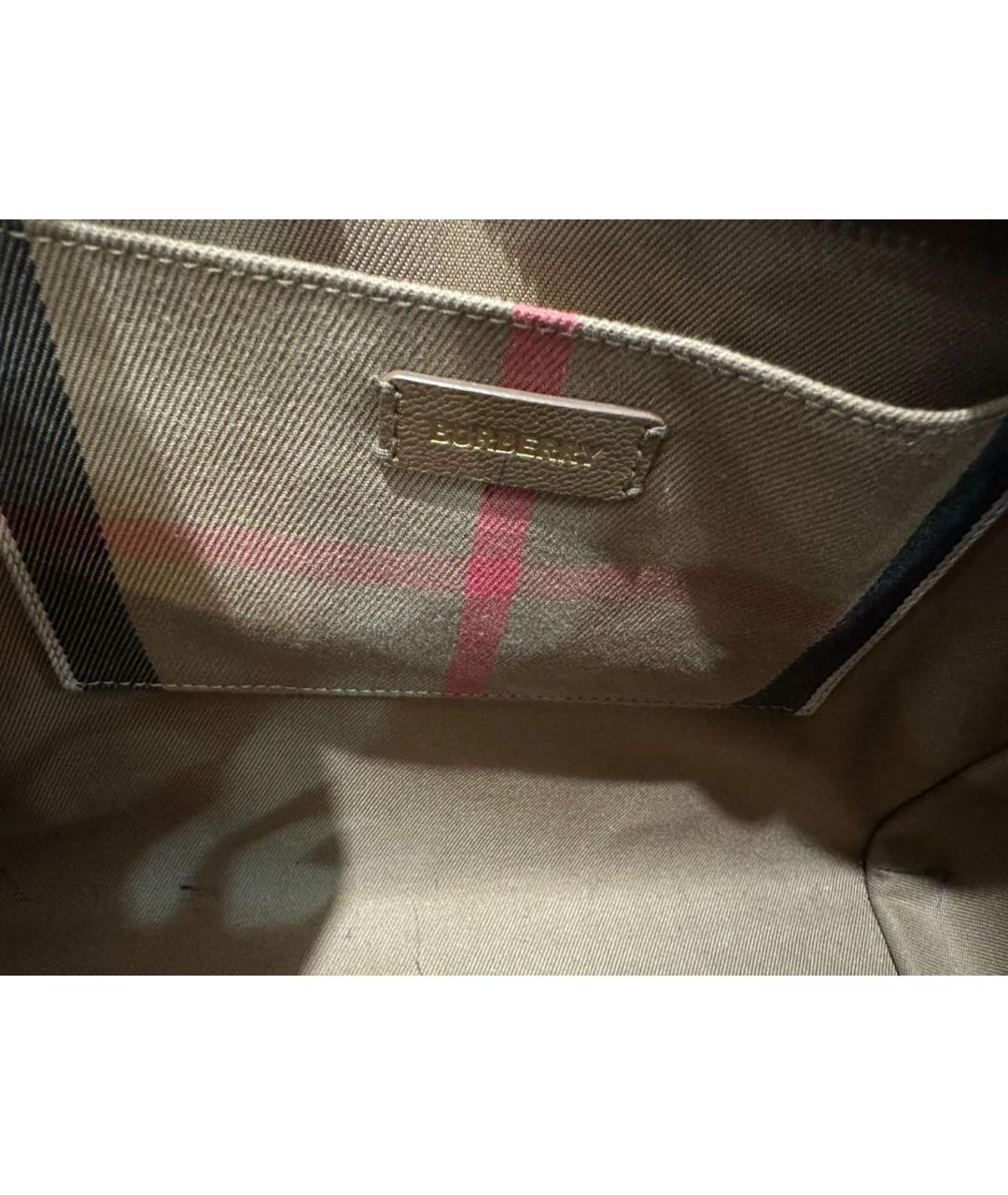 BURBERRY Бежевая кожаная сумка с короткими ручками, фото 4