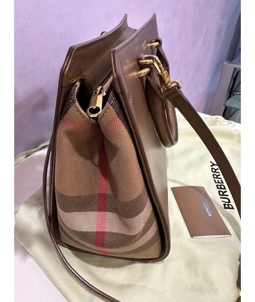 BURBERRY Бежевая кожаная сумка с короткими ручками, фото 2