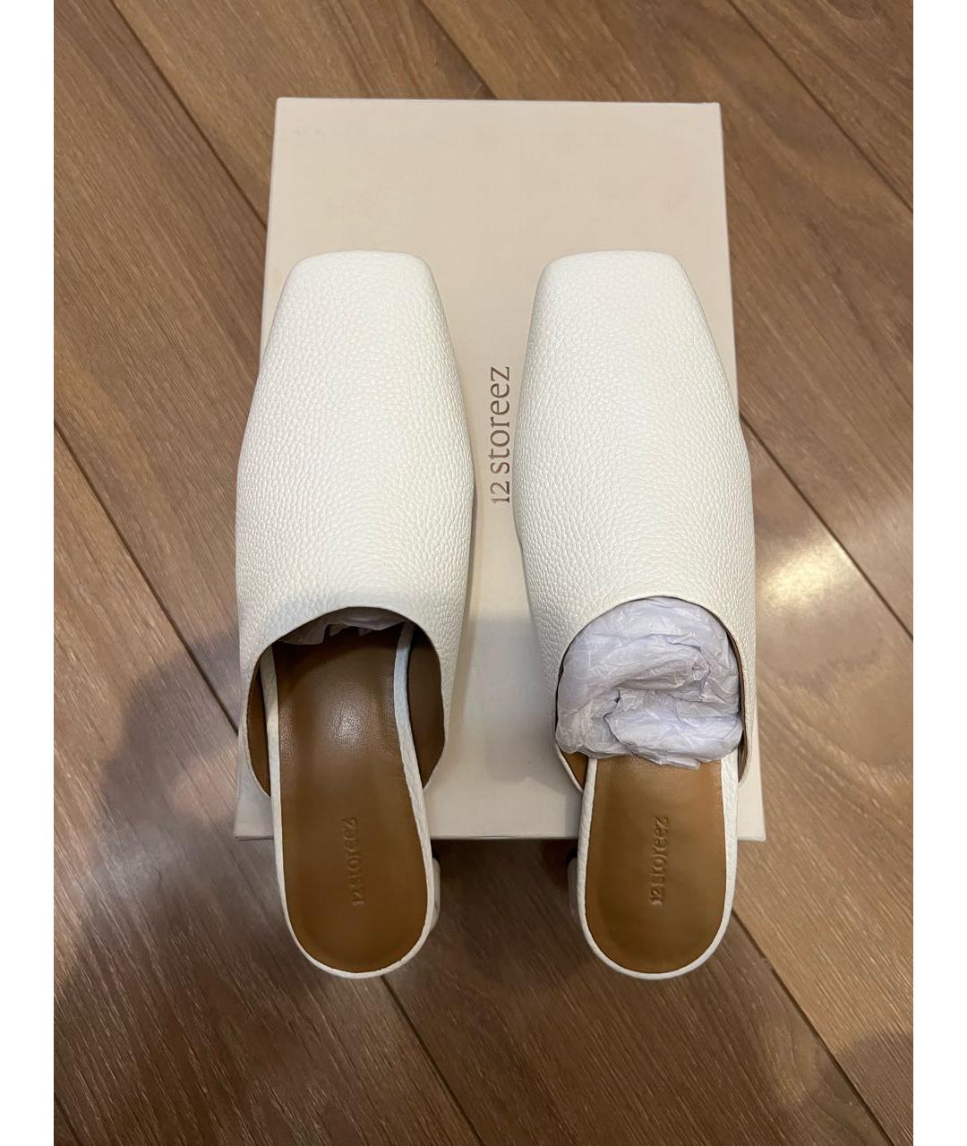 12 STOREEZ Белые кожаные мюли, фото 3