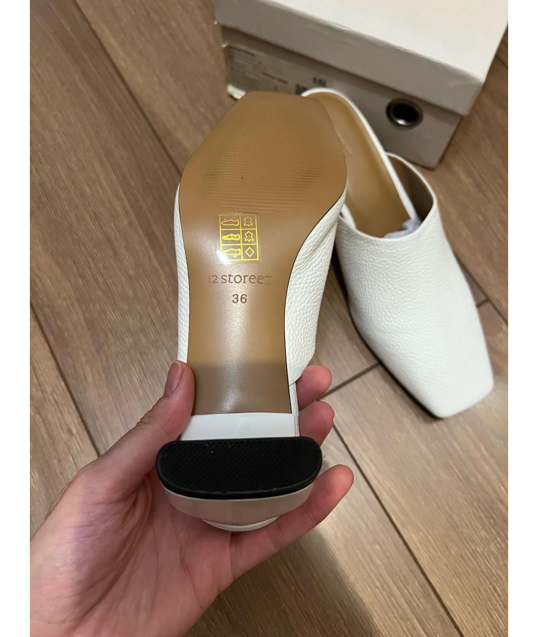 12 STOREEZ Белые кожаные мюли, фото 7