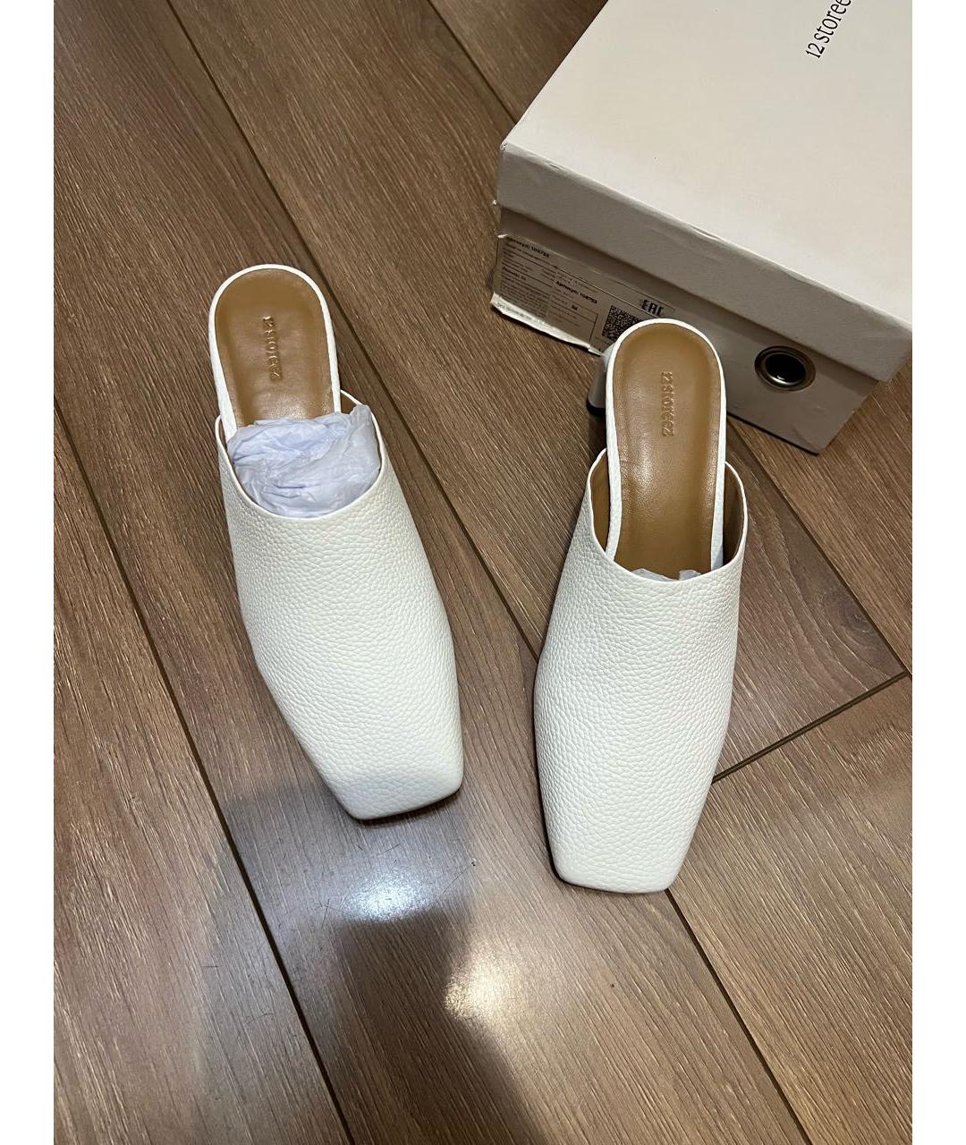 12 STOREEZ Белые кожаные мюли, фото 2