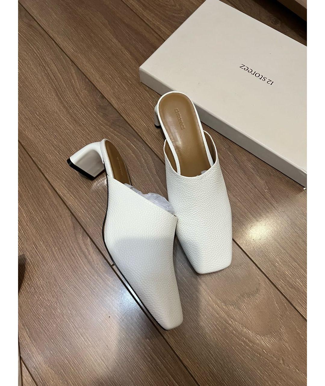 12 STOREEZ Белые кожаные мюли, фото 5