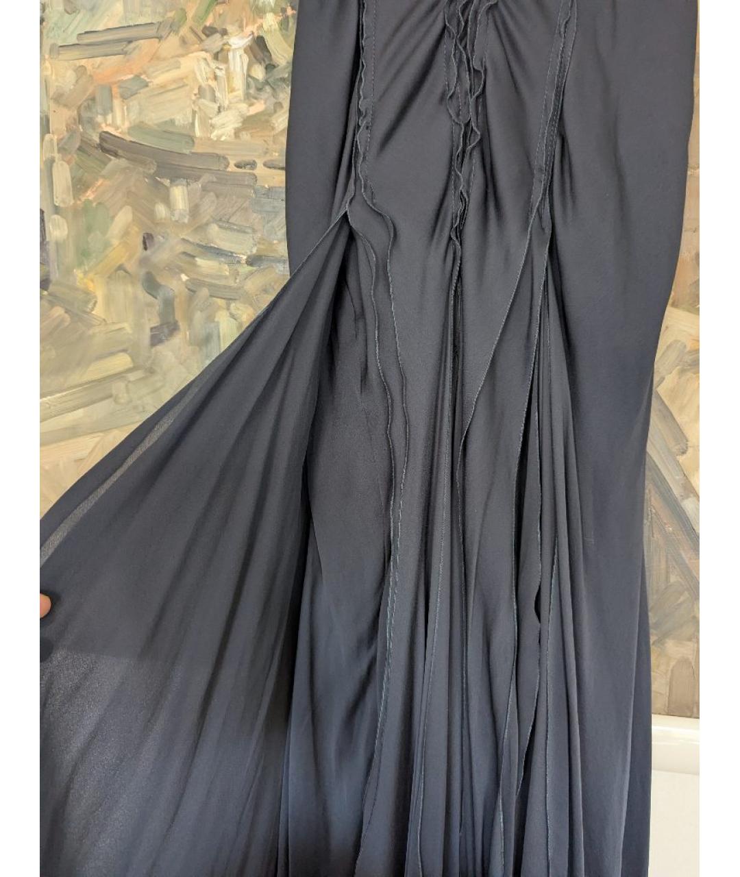 CELINE Антрацитовое шелковое вечернее платье, фото 5