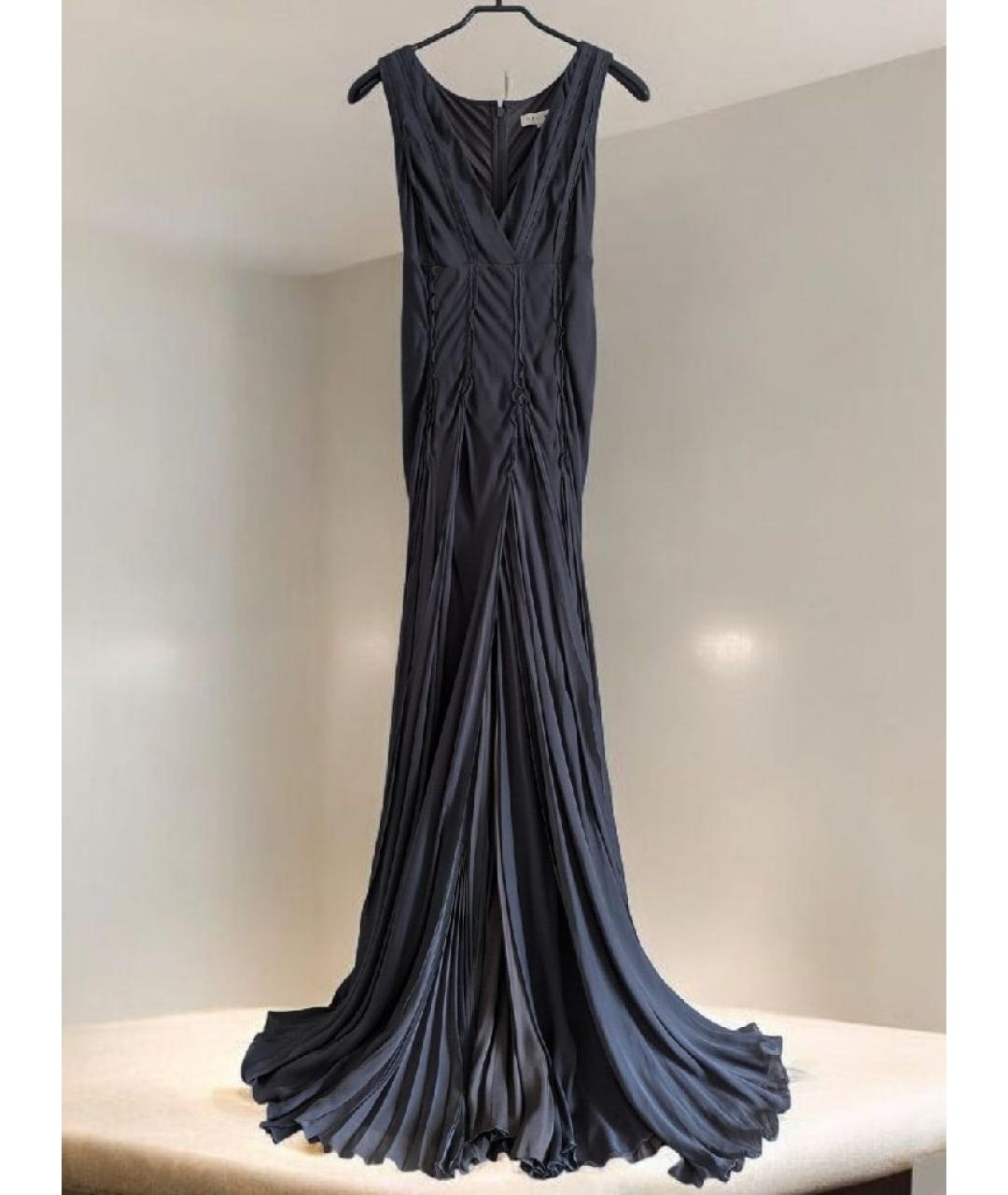 CELINE Антрацитовое шелковое вечернее платье, фото 9