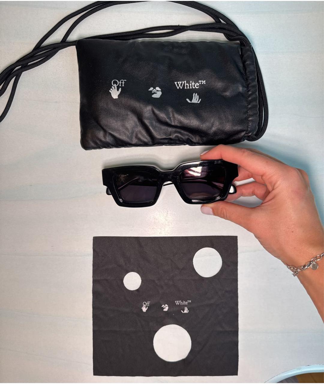 OFF-WHITE Черные пластиковые солнцезащитные очки, фото 8