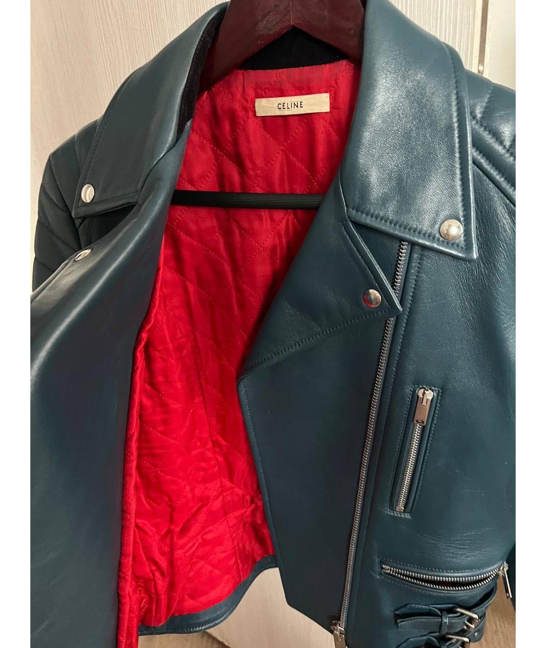 CELINE Синяя кожаная куртка, фото 4