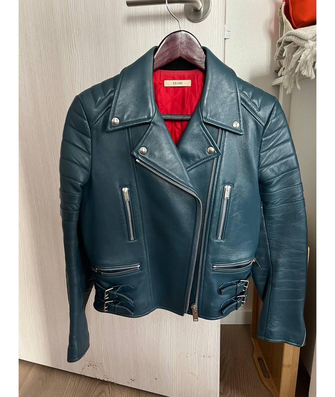 CELINE Синяя кожаная куртка, фото 6