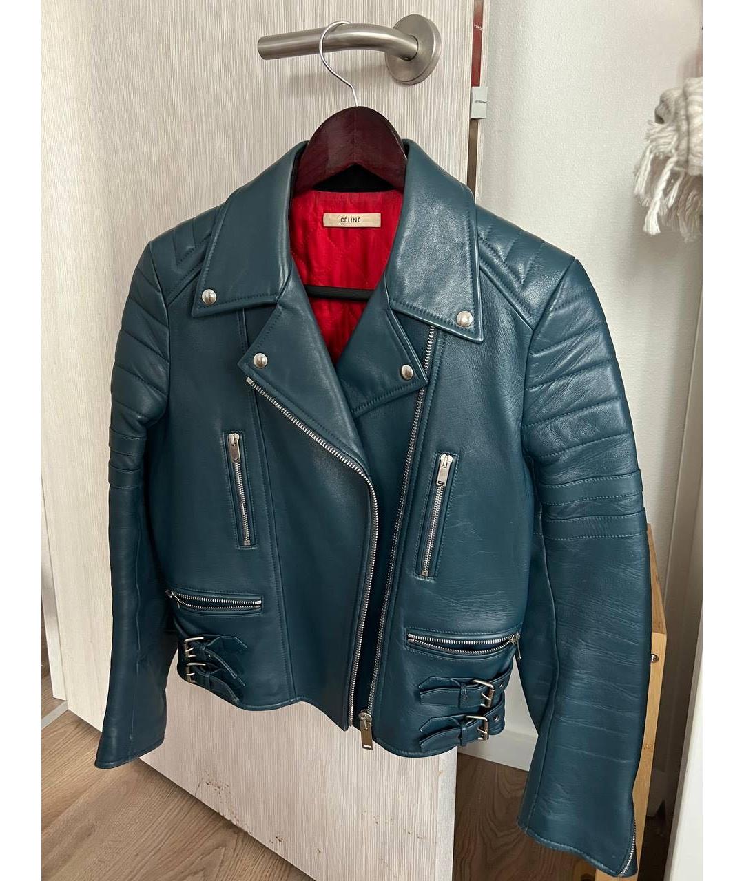 CELINE Синяя кожаная куртка, фото 5