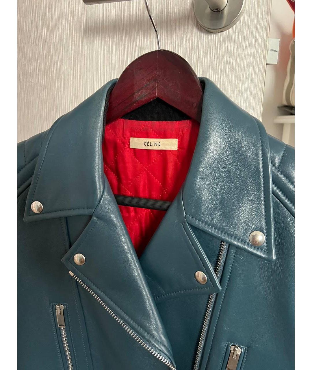 CELINE Синяя кожаная куртка, фото 3