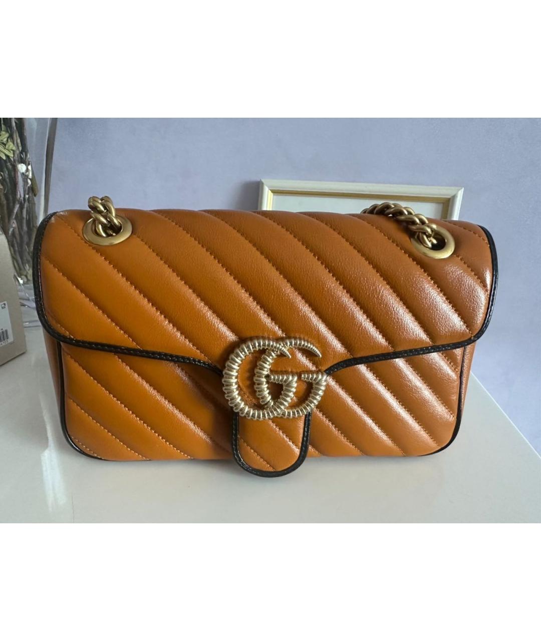 GUCCI Оранжевая кожаная сумка тоут, фото 5