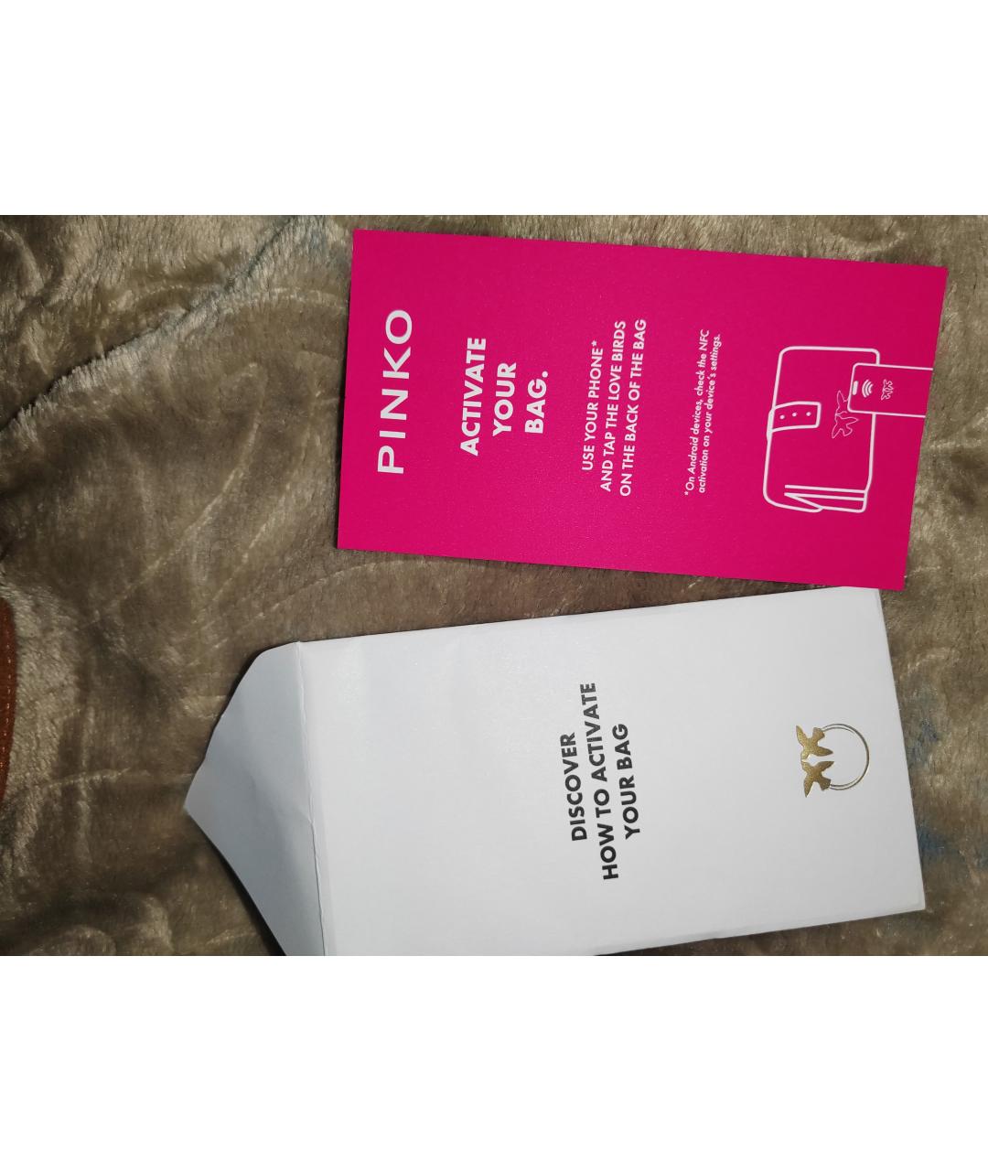 PINKO Коричневая кожаная сумка через плечо, фото 5