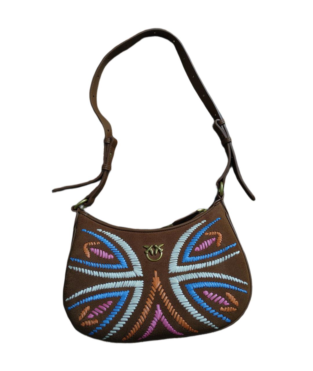 PINKO Коричневая кожаная сумка через плечо, фото 7