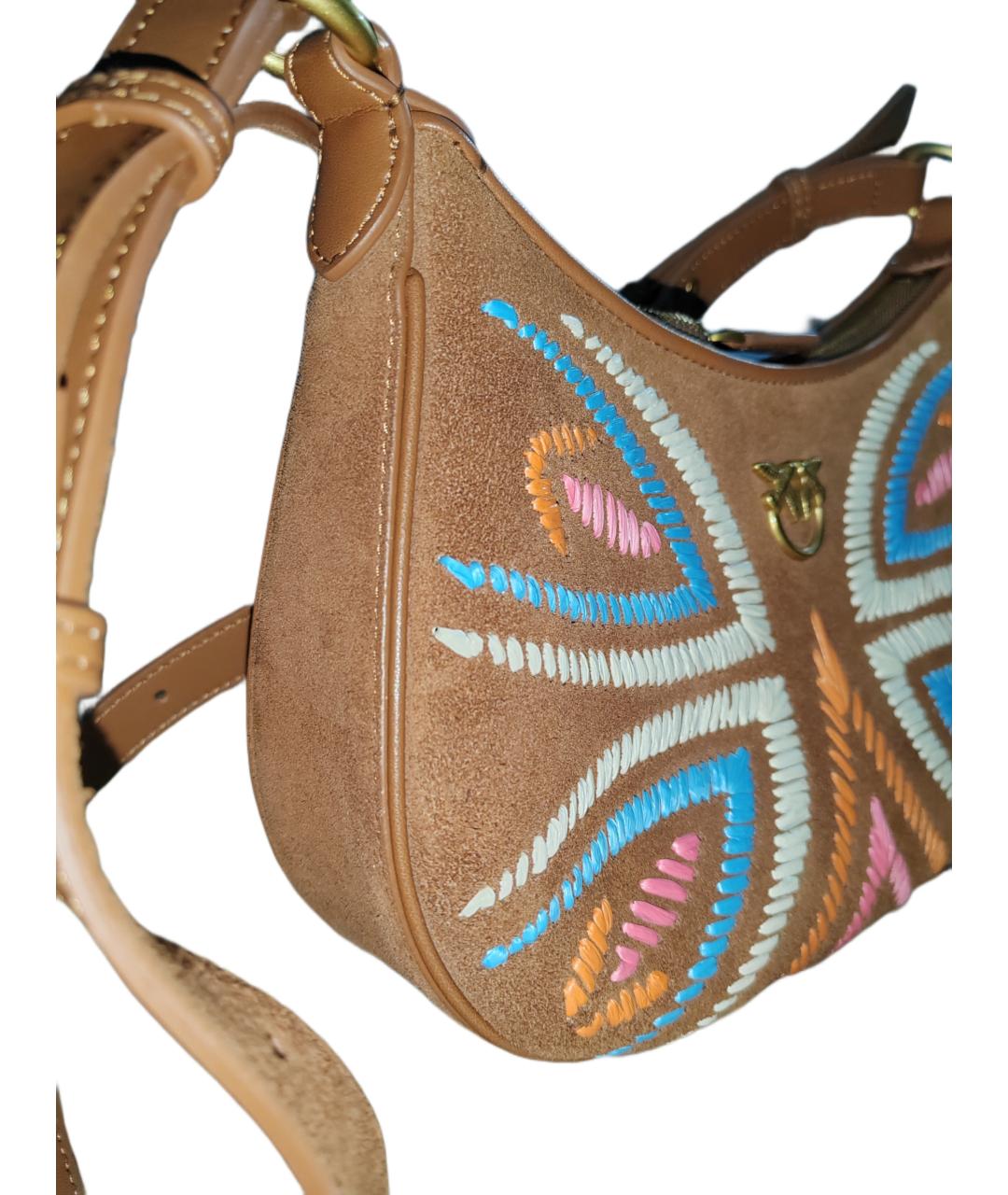 PINKO Коричневая кожаная сумка через плечо, фото 2