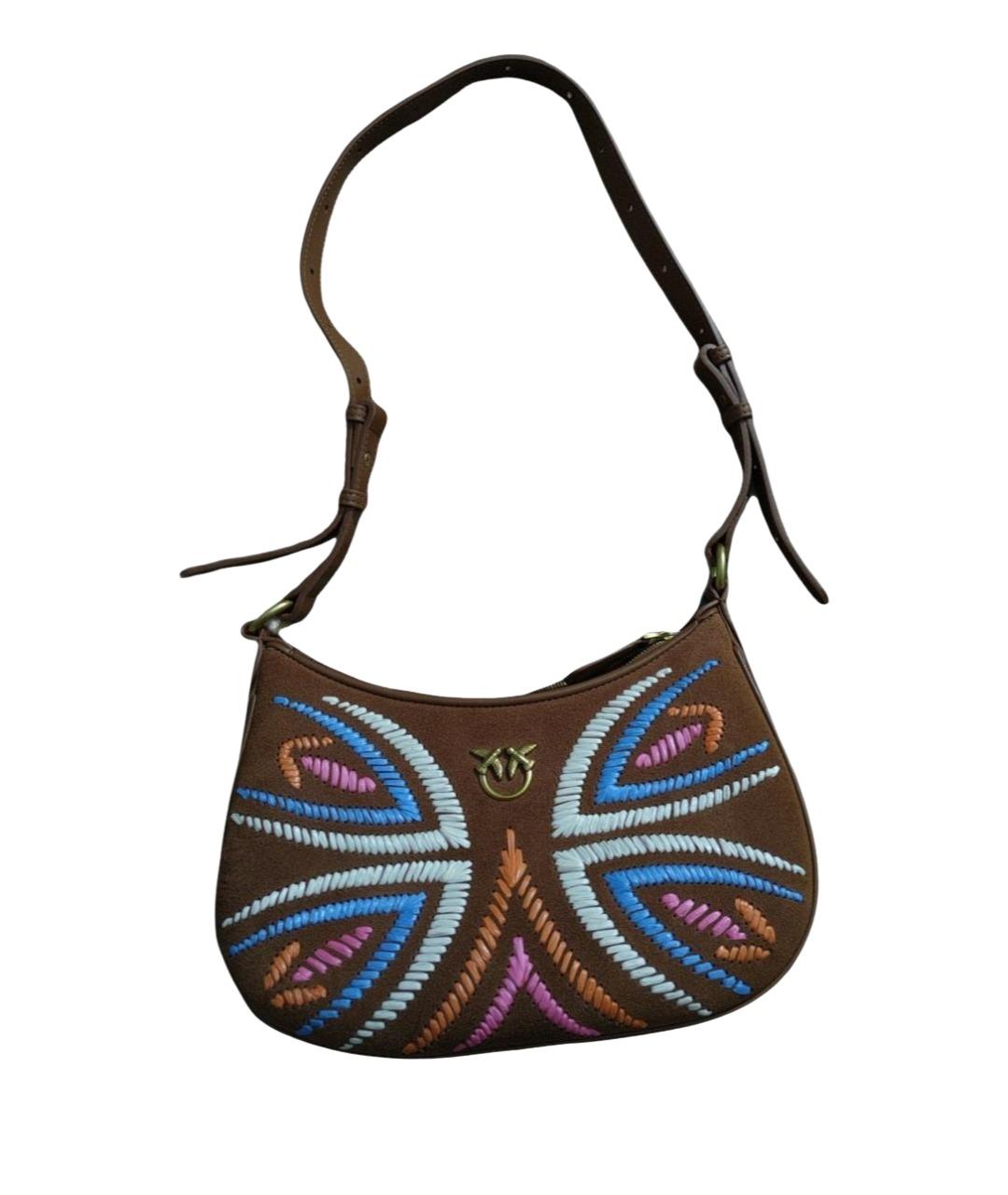 PINKO Коричневая кожаная сумка через плечо, фото 1