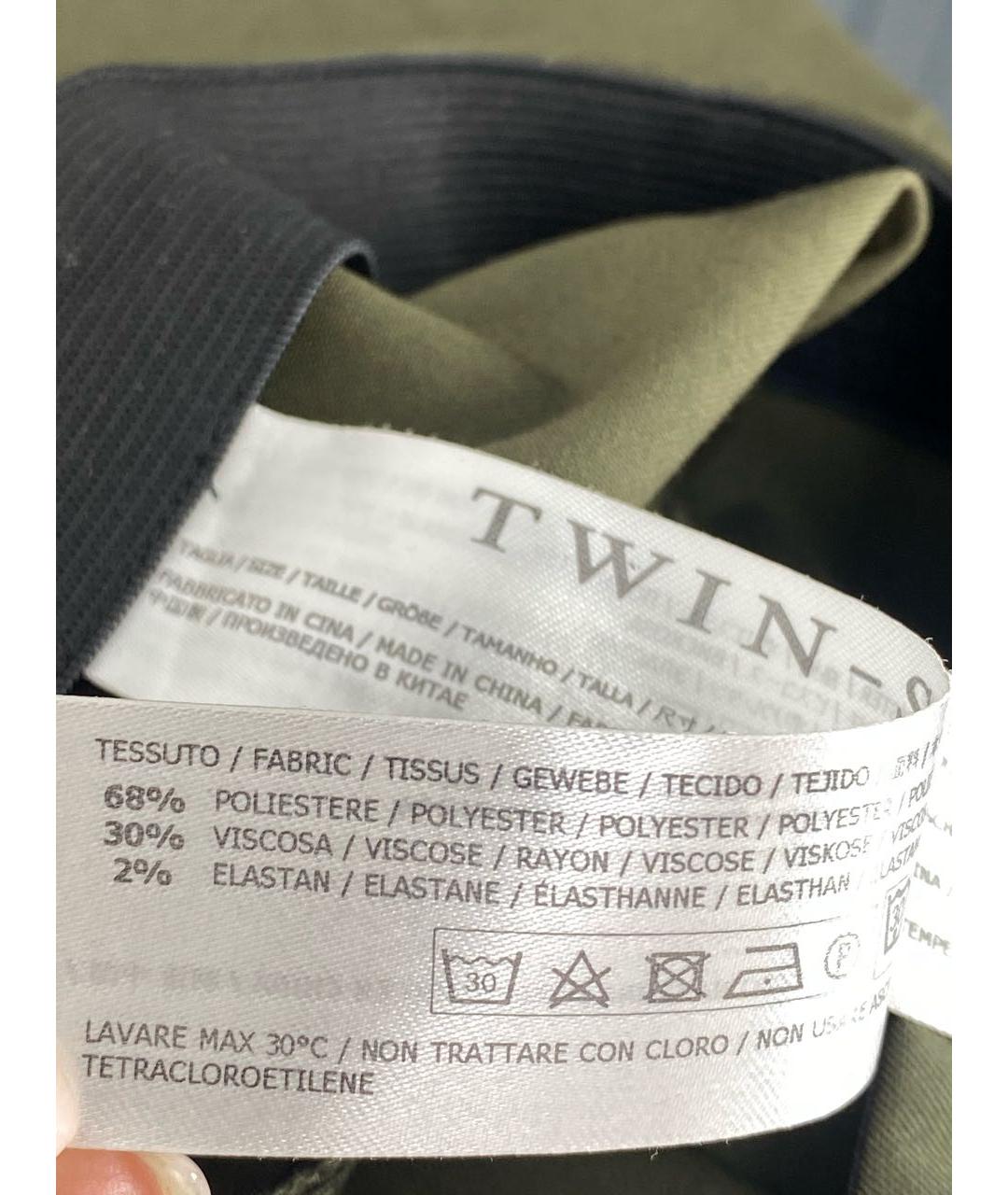 TWIN-SET Хаки полиэстеровые брюки узкие, фото 7