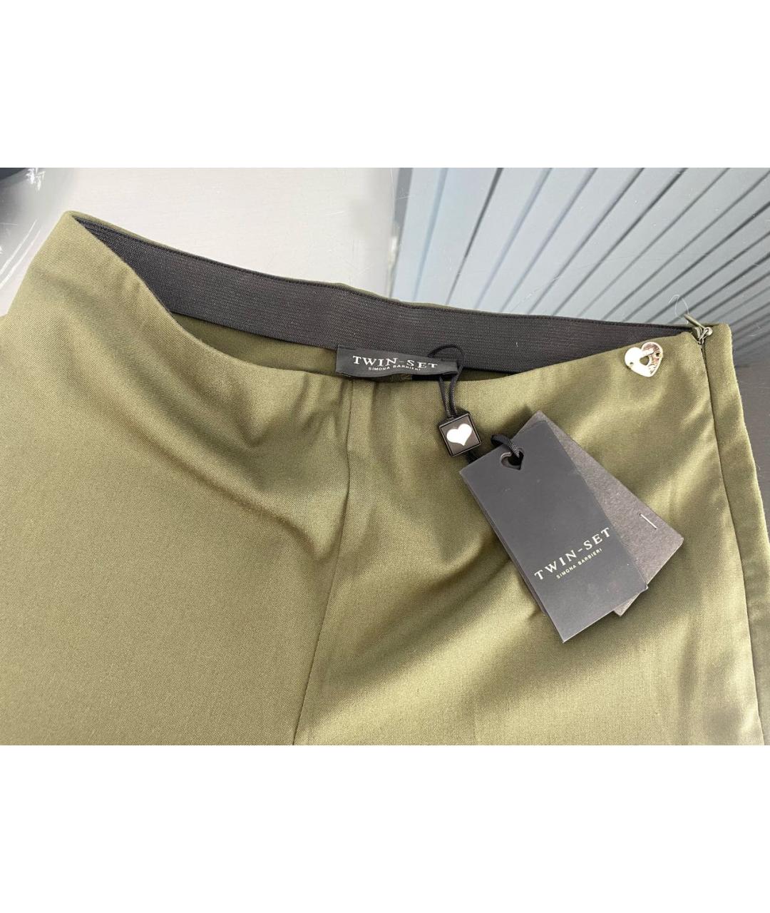 TWIN-SET Хаки полиэстеровые брюки узкие, фото 3