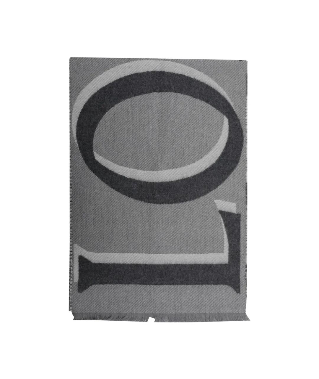 LOEWE Серый шерстяной шарф, фото 1