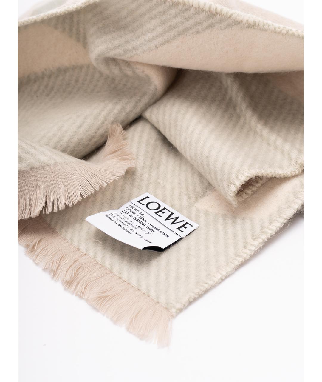 LOEWE Бежевый шерстяной шарф, фото 4