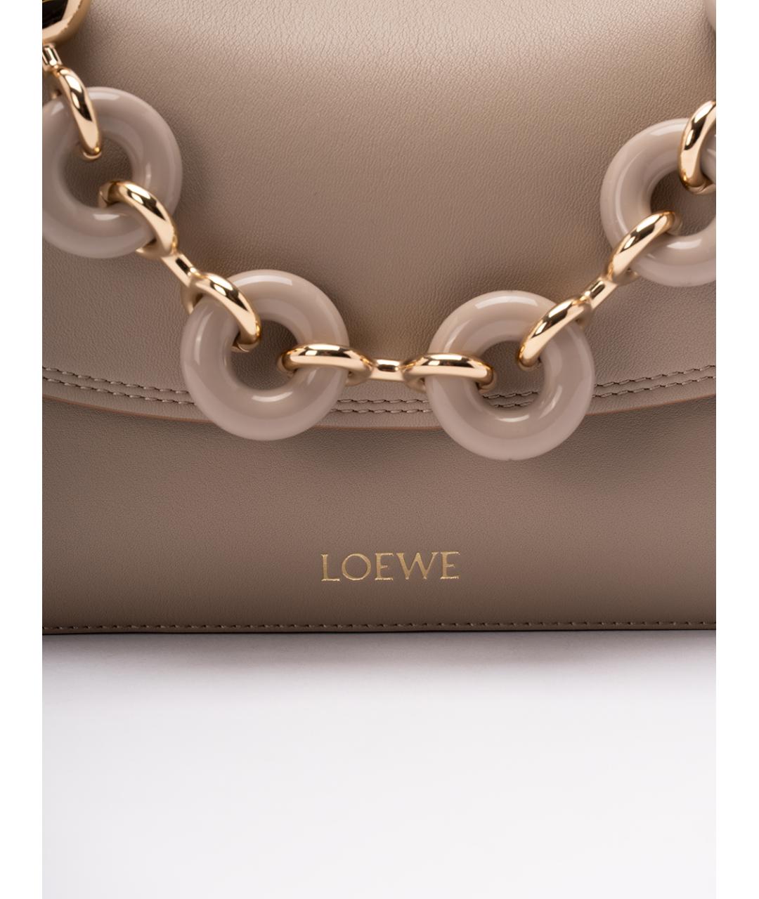 LOEWE Бежевая кожаная сумка с короткими ручками, фото 4