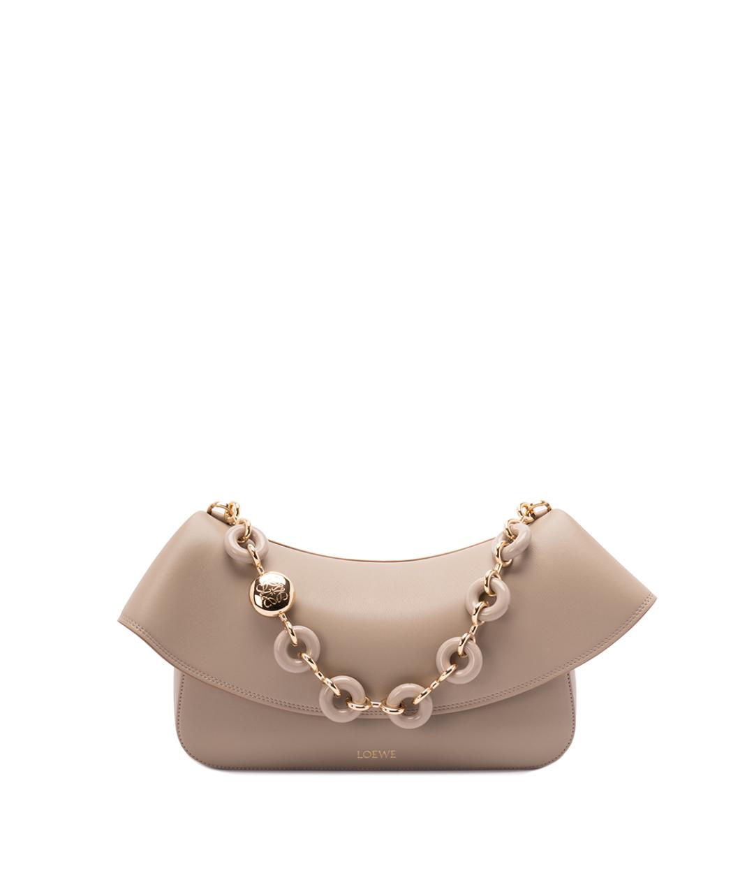 LOEWE Бежевая кожаная сумка с короткими ручками, фото 1