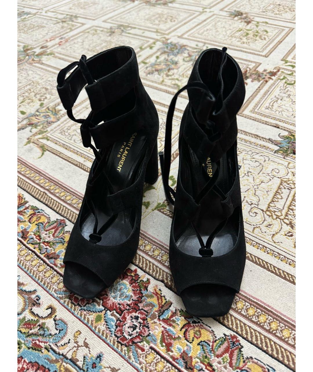 SAINT LAURENT Черные замшевые босоножки, фото 2