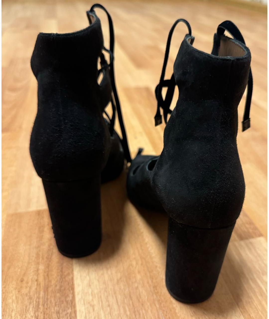 SAINT LAURENT Черные замшевые босоножки, фото 4