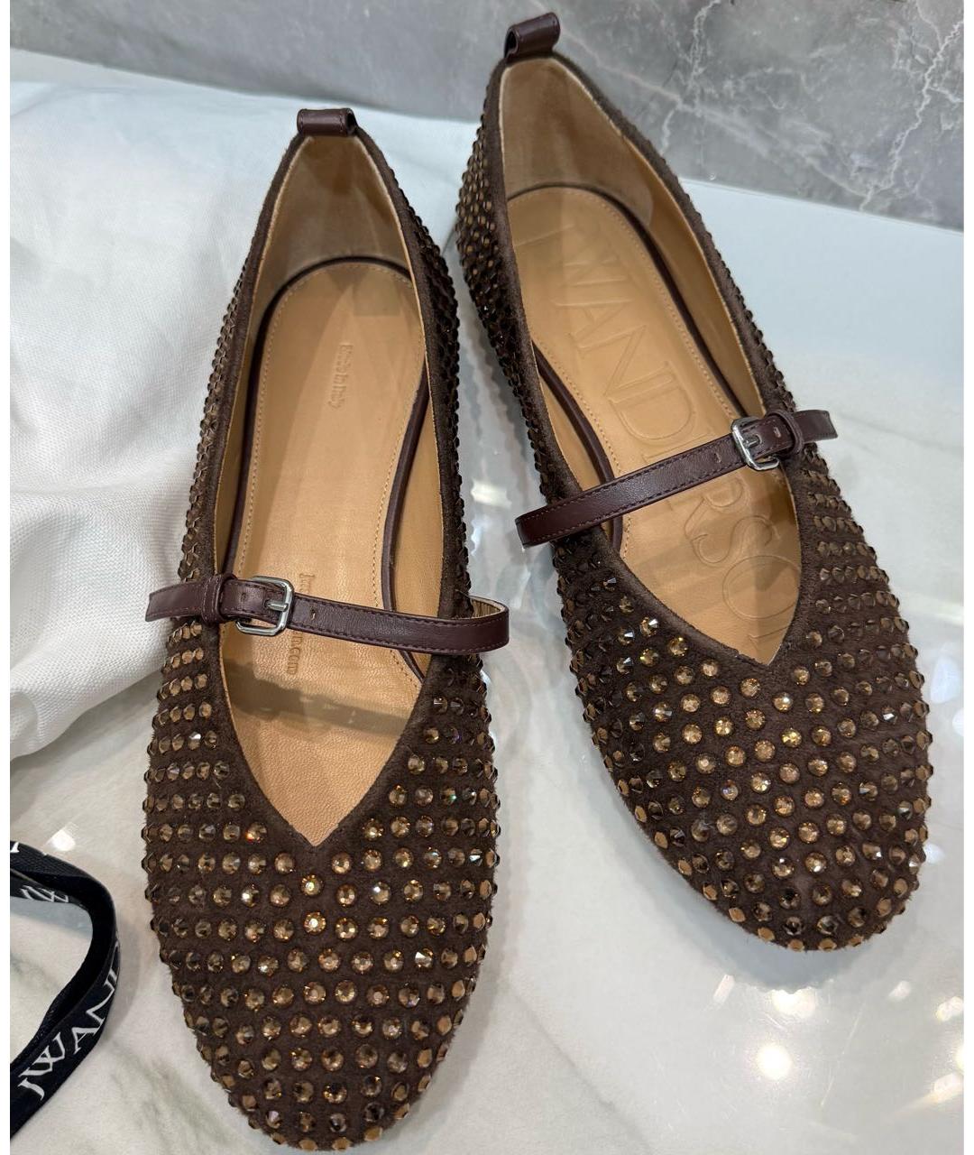 J.W.ANDERSON Коричневые замшевые балетки, фото 5