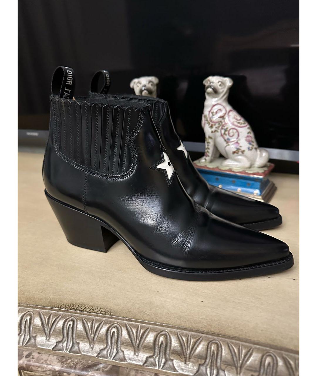 CHRISTIAN DIOR Черные кожаные ботильоны, фото 6