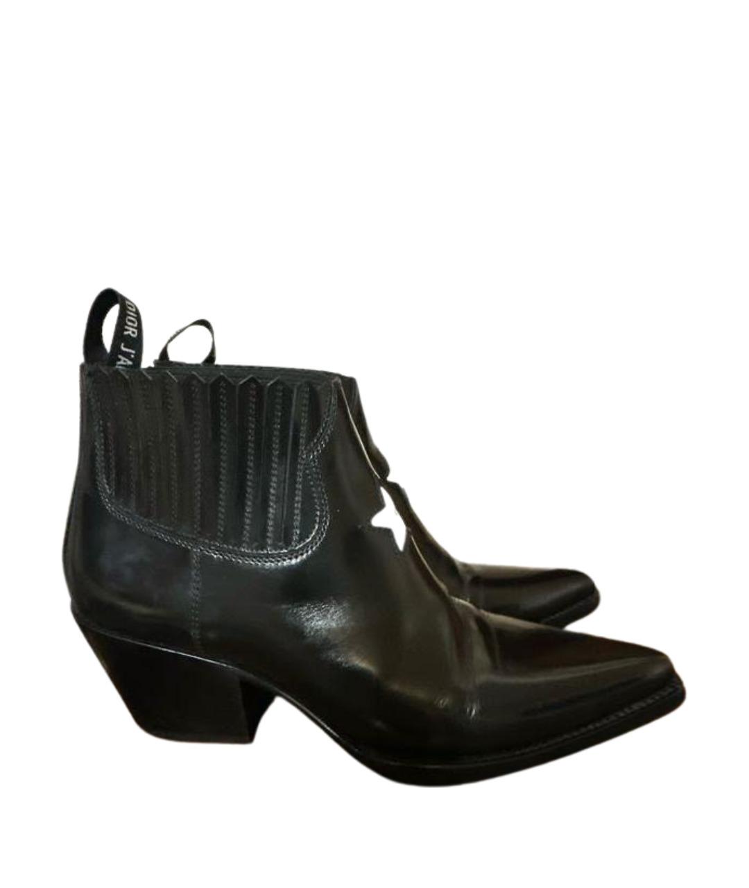 CHRISTIAN DIOR Черные кожаные ботильоны, фото 1