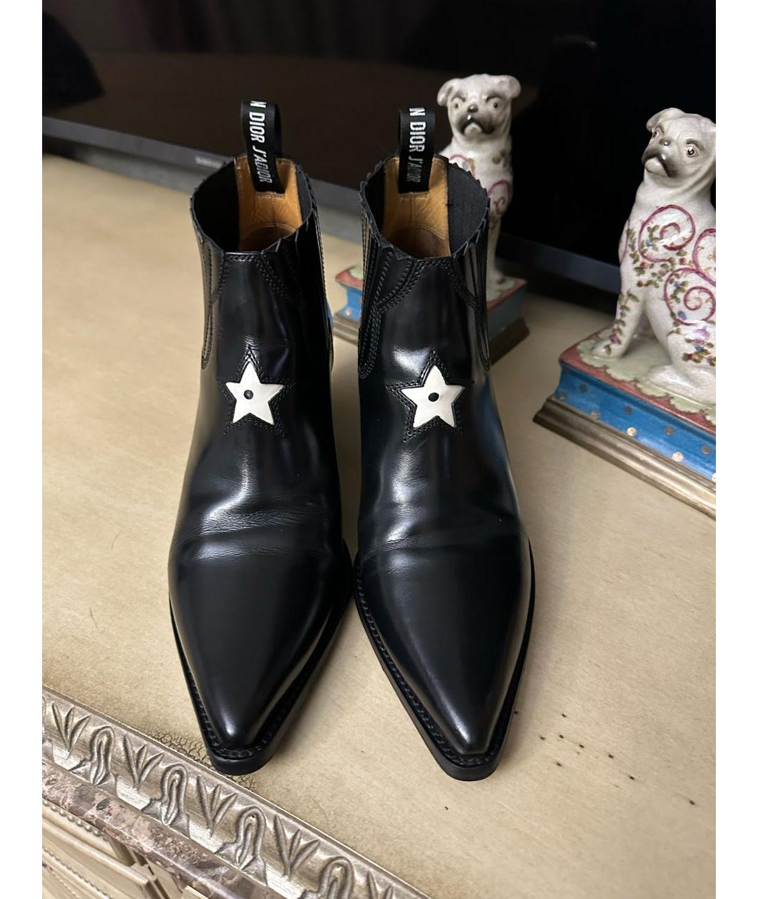 CHRISTIAN DIOR Черные кожаные ботильоны, фото 2
