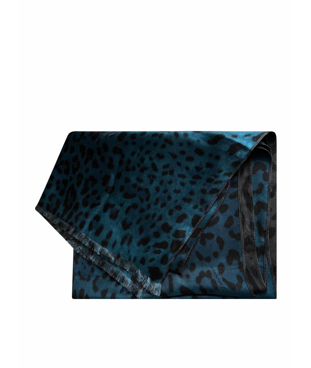 DOLCE&GABBANA Бирюзовый шелковый шарф, фото 1