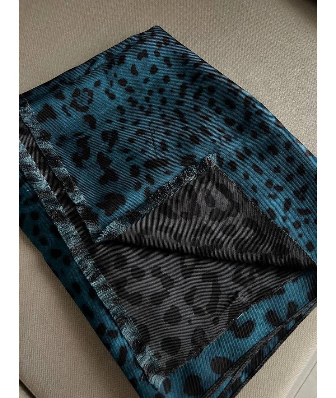 DOLCE&GABBANA Бирюзовый шелковый шарф, фото 5