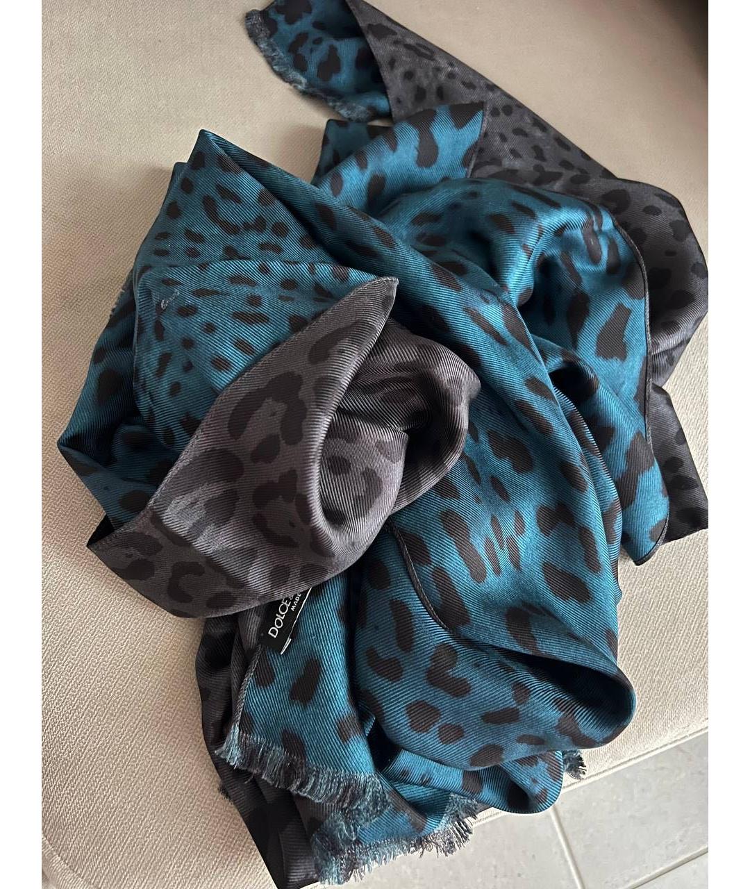 DOLCE&GABBANA Бирюзовый шелковый шарф, фото 4