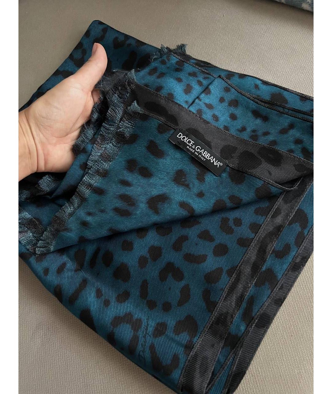 DOLCE&GABBANA Бирюзовый шелковый шарф, фото 3