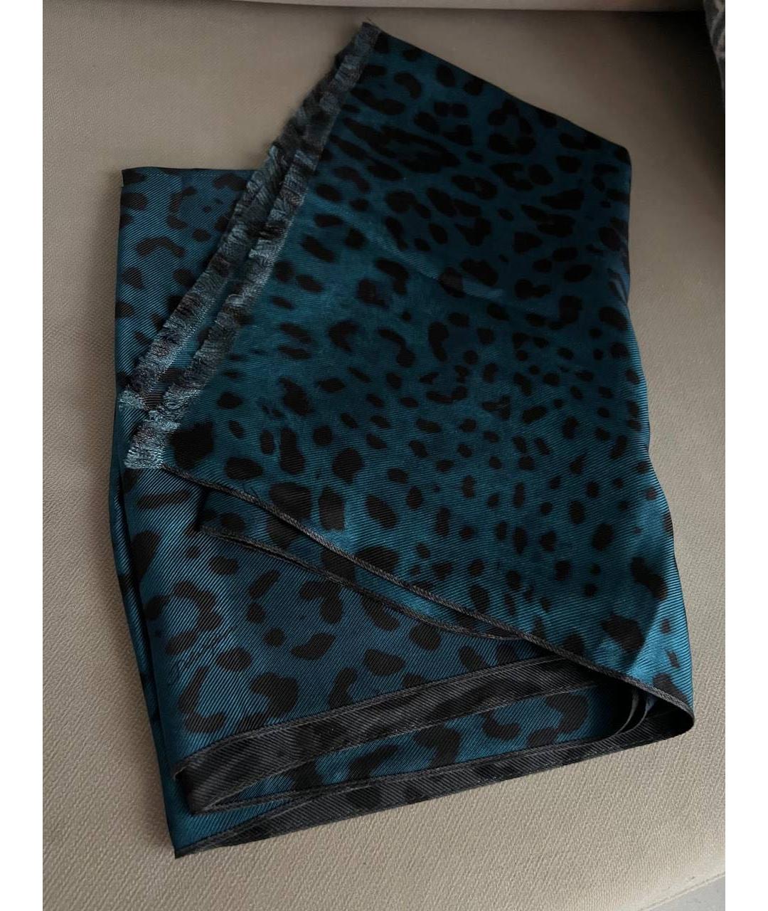 DOLCE&GABBANA Бирюзовый шелковый шарф, фото 2