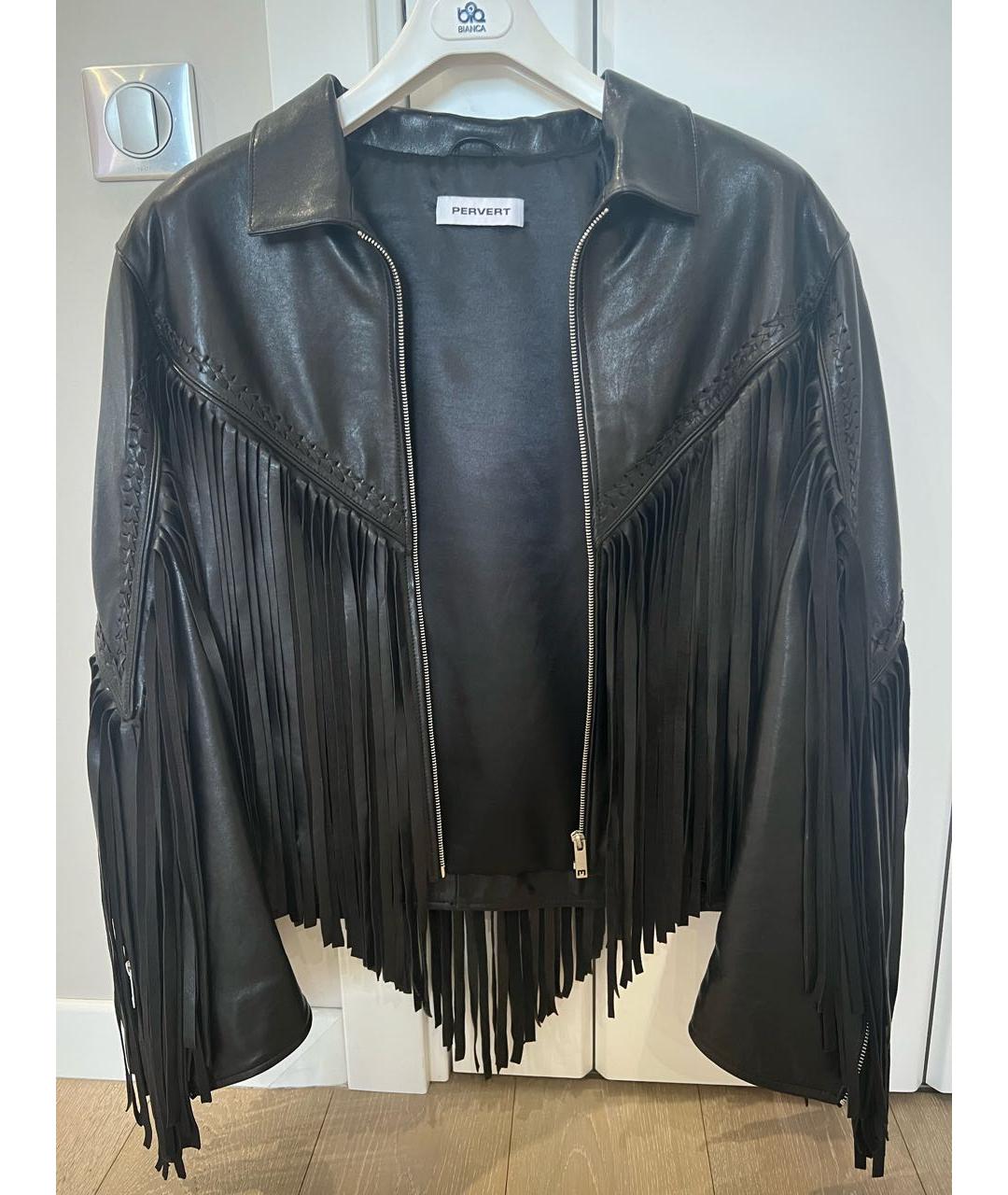 PERVERT Черная кожаная куртка, фото 7
