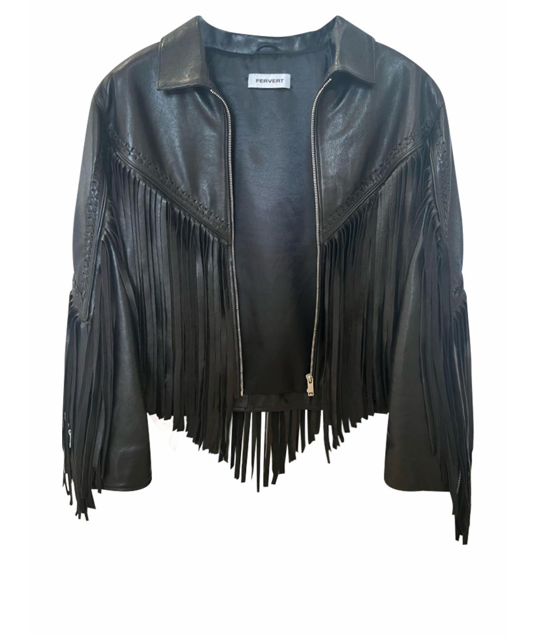 PERVERT Черная кожаная куртка, фото 1