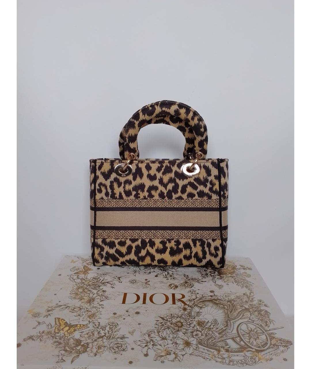 CHRISTIAN DIOR Коричневая тканевая сумка с короткими ручками, фото 4