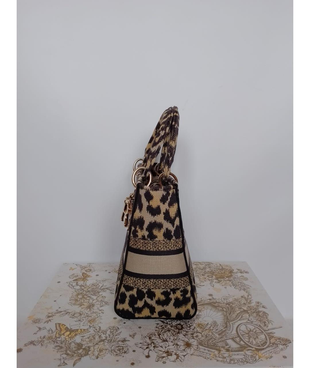 CHRISTIAN DIOR Коричневая тканевая сумка с короткими ручками, фото 3