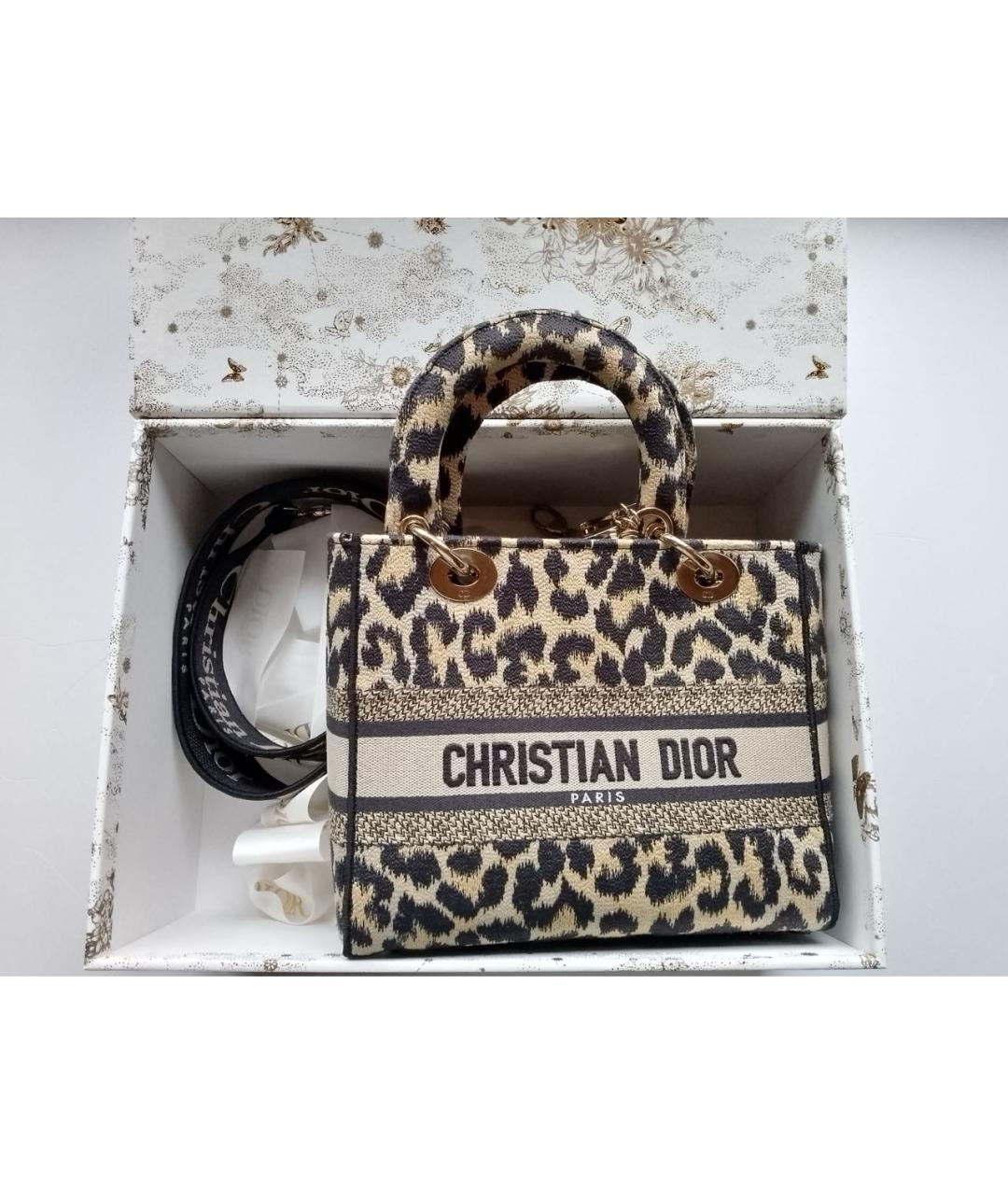 CHRISTIAN DIOR Коричневая тканевая сумка с короткими ручками, фото 2